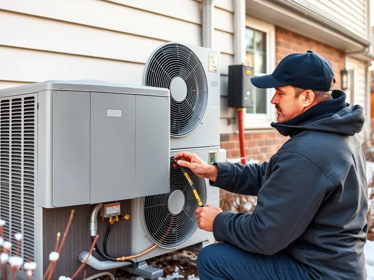 Green Care Energy technician installing a high-efficiency outdoor heat pump at a Toronto home